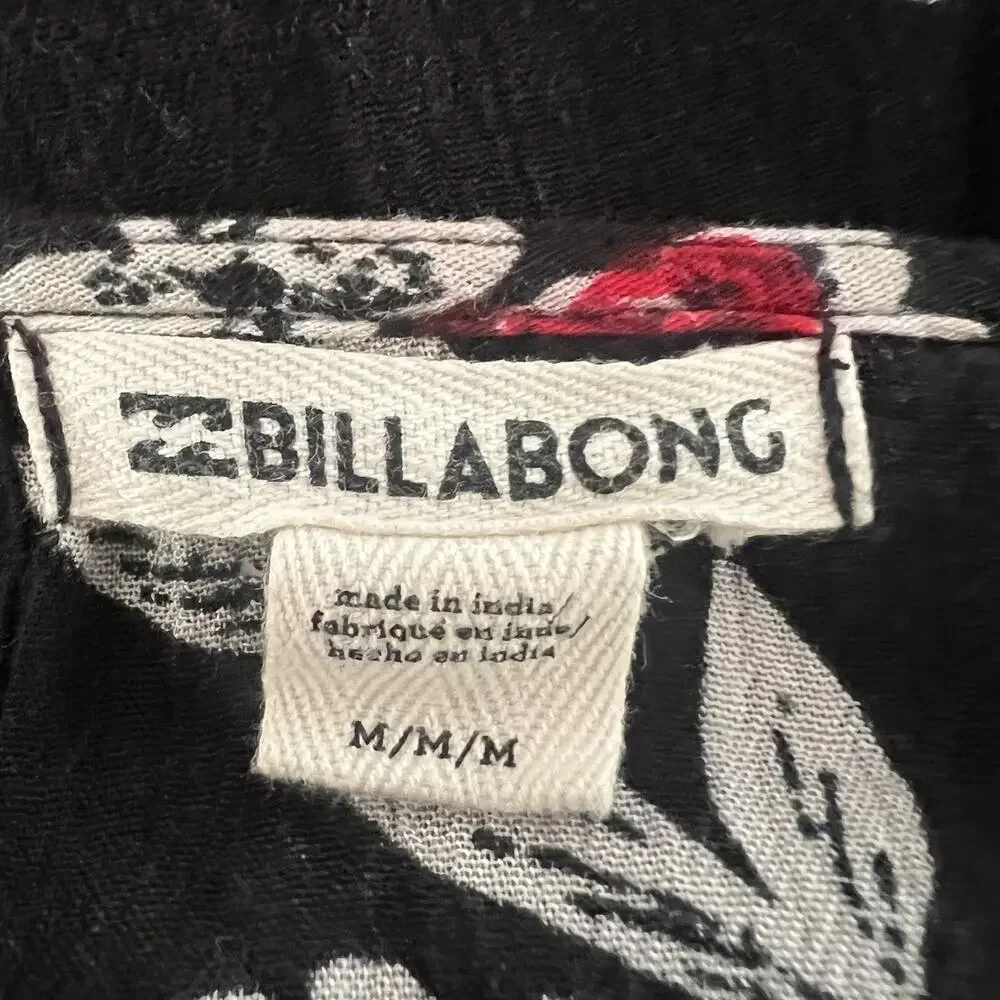 Billabong Women's Floral Whispers Wrap Dress Size Med Black Multi Bell Sleeves